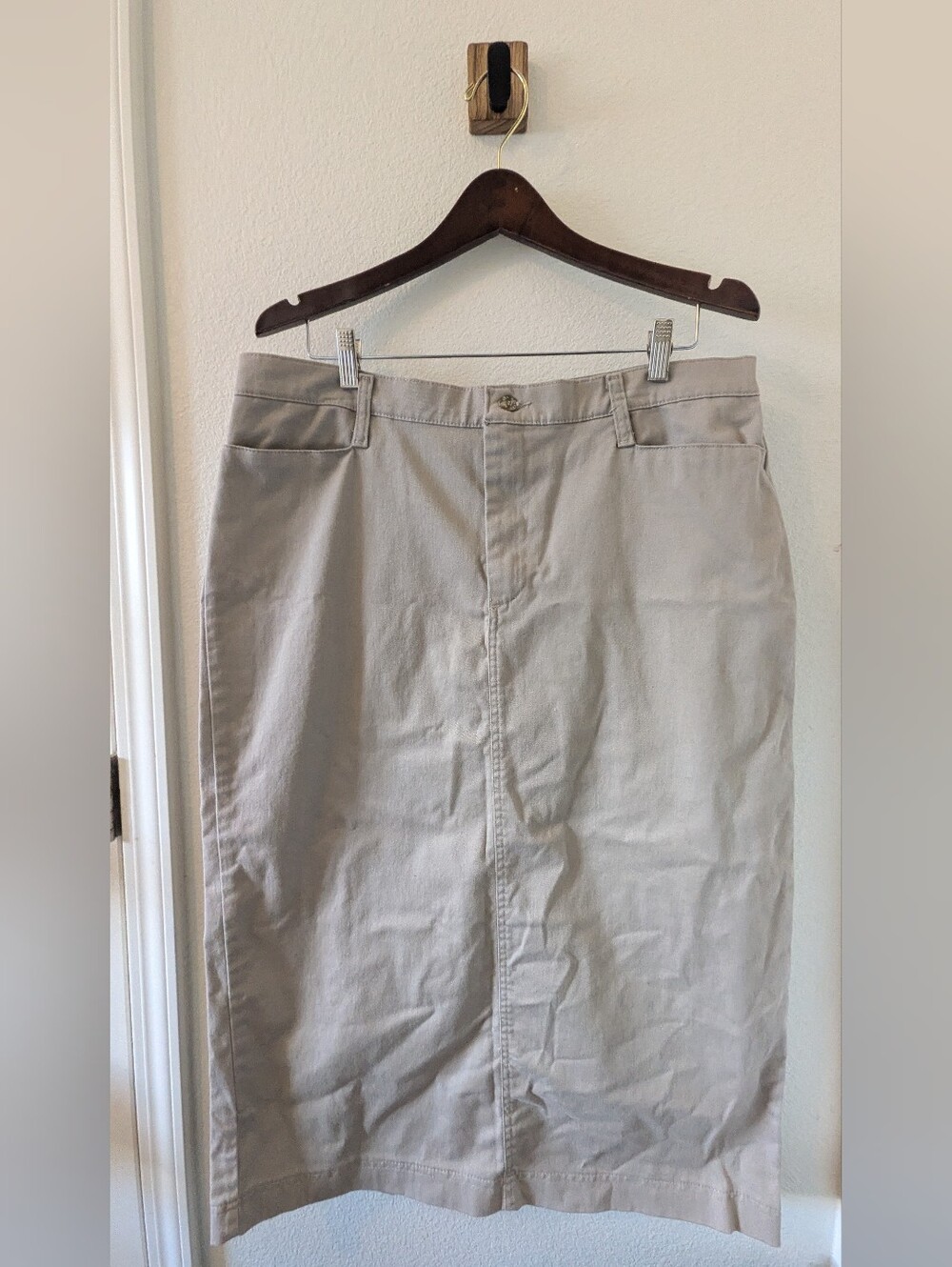 Riders by Lee Khaki Long Skirt 16 90s Style Cotton Midi